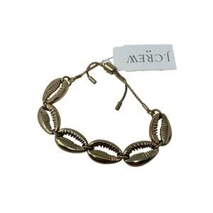 J.Crew Factory Shell Bracelet Gold Tone Metal Adjustable Length NEW